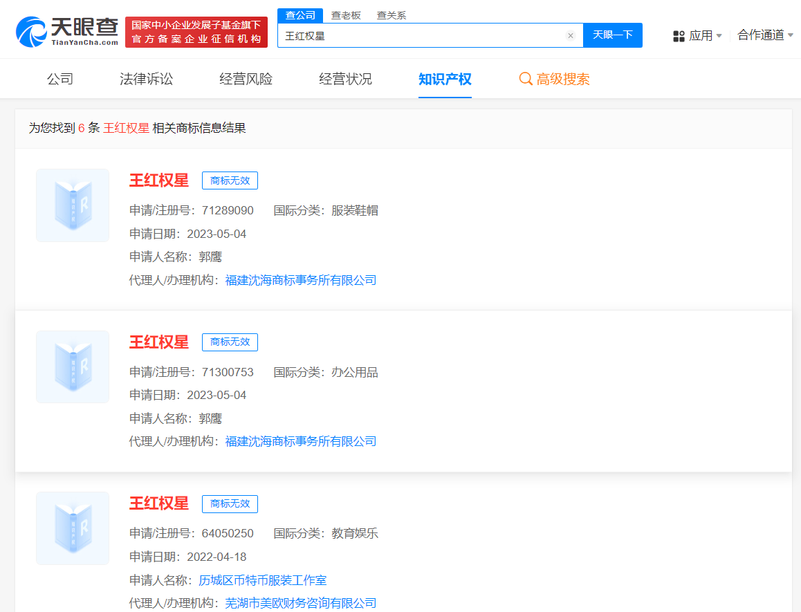王红权星曾被抢注商标抢注王红权星商标均被驳回网红王红权星被各社交平台封禁