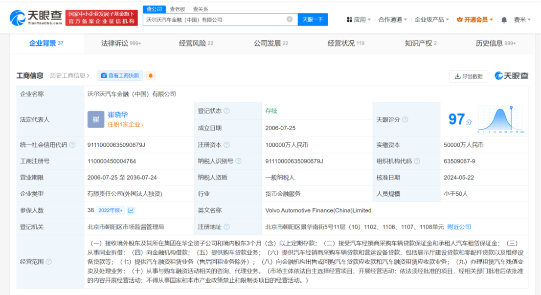 沃尔沃汽车金融增资至10亿沃尔沃汽车金融增资完成工商变更