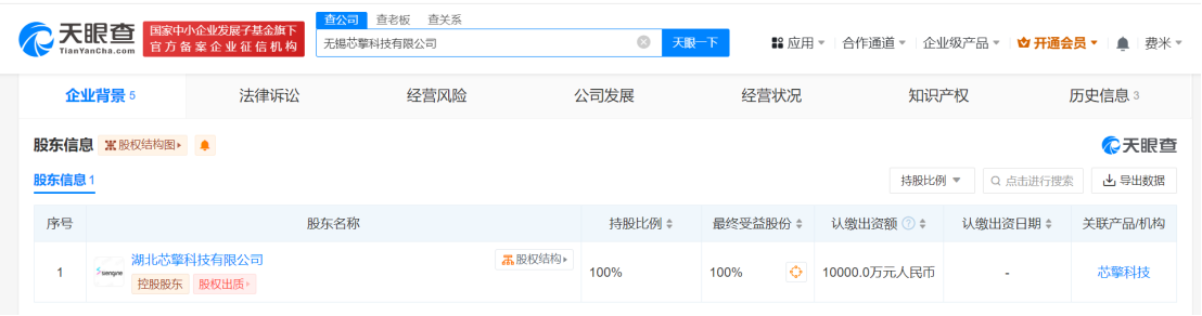芯擎科技在无锡成立新公司注册资本1亿