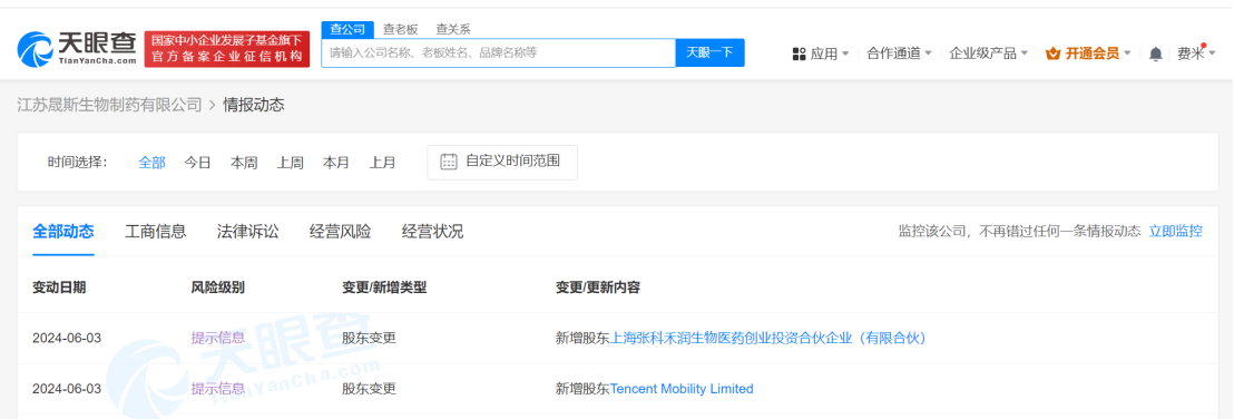 腾讯入股血友病药物公司晟斯生物