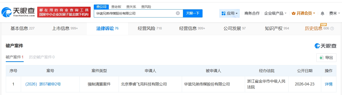 华谊兄弟被申请破产