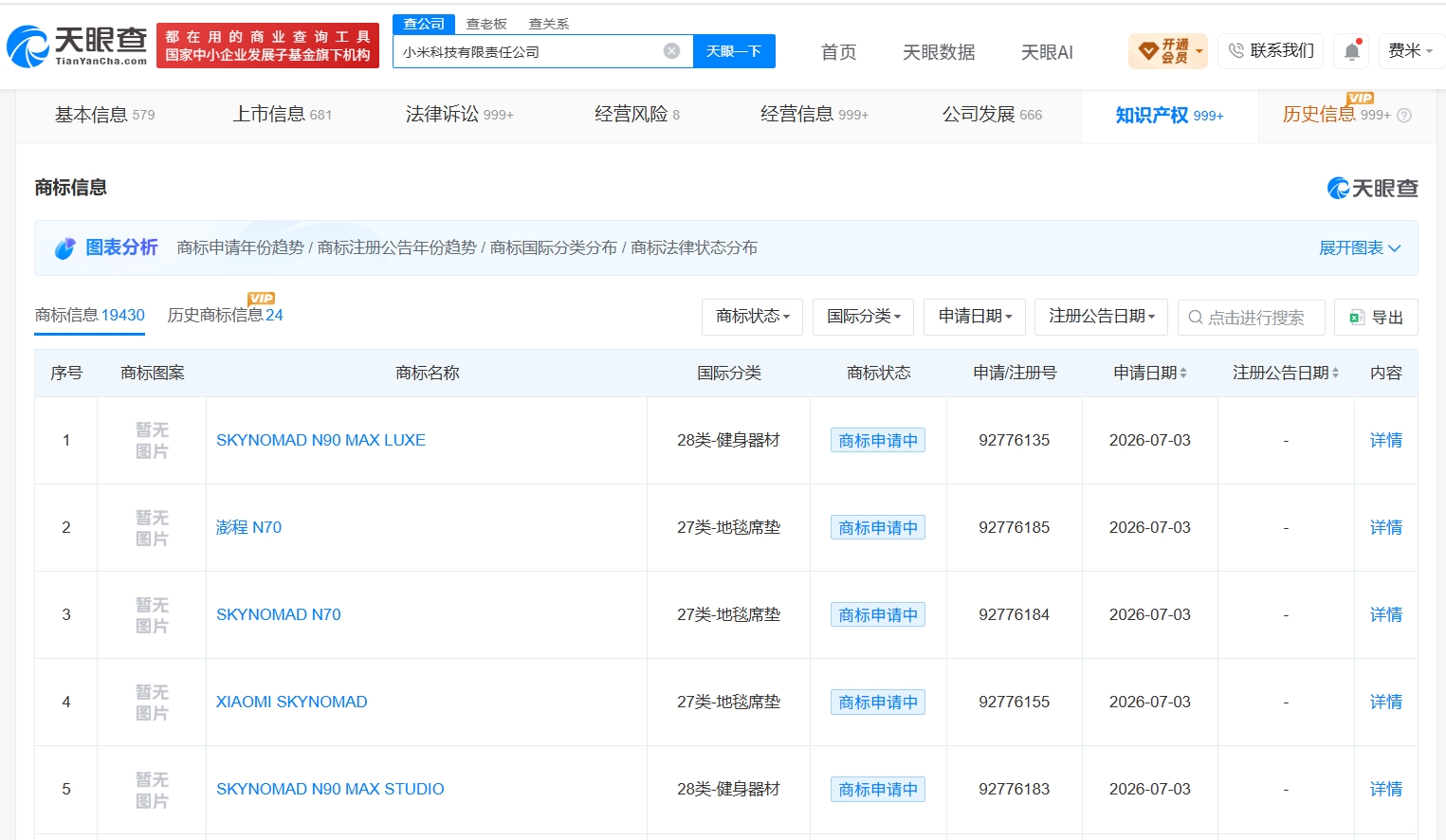 小米申请注册澎程N70商标