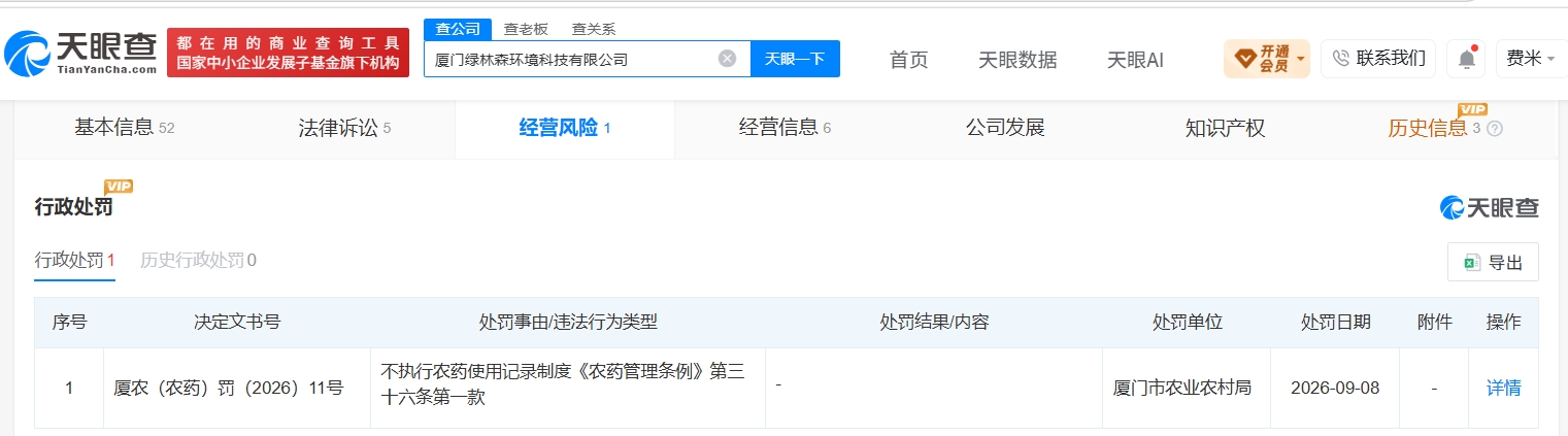 用敌敌畏消杀涉事公司被罚2万